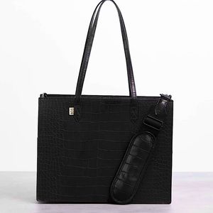Beis Mini Work Tote in Black Croc